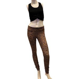 Kira Grace Leopard Leggings with FREE Seamless Knotted Midi Bra - both size: Med